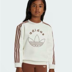 Adidas kids sweater Size XS White Brown Athletic